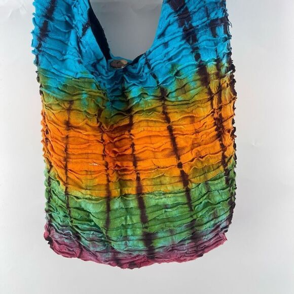 Rising International Women's Sling Shoulder Bag Tie Dye Boho Rainbow Ruffled - Picture 3 of 14